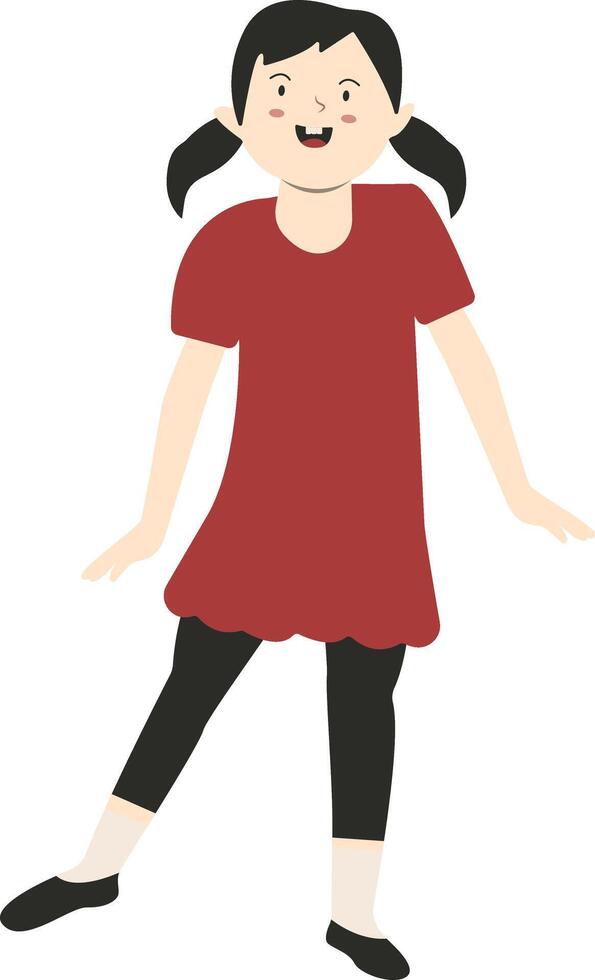 Girl Kids Illustration in Cartoon Design. vector