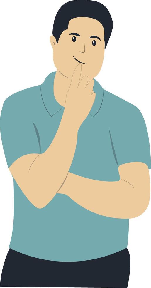 Illustration of Male Confused and Thinking in Cartoon Design vector