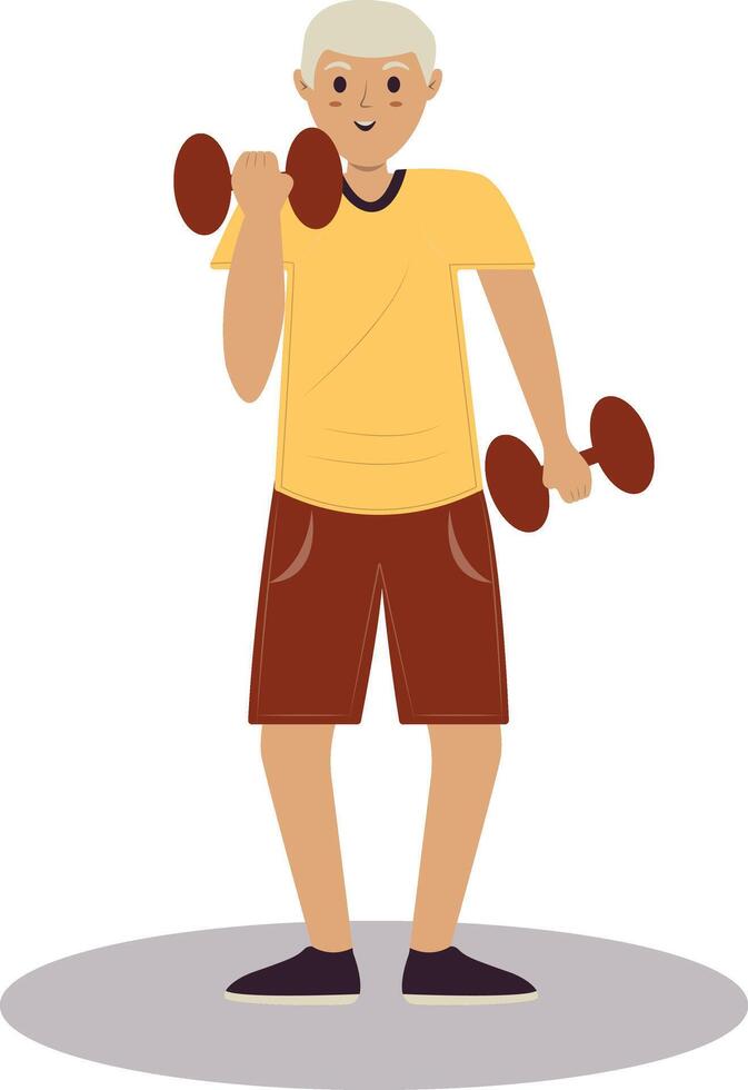 Illustration of Healthy Lifestyle Grandpa in Flat Design vector