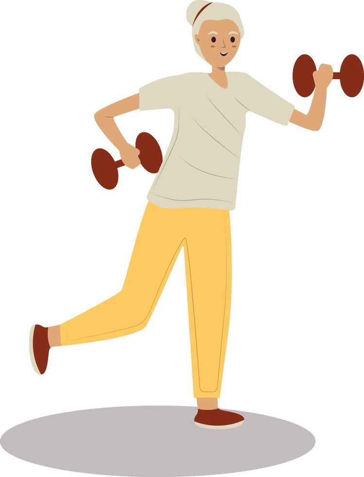 Illustration of Healthy Lifestyle Grandma with Cartoon Design. vector