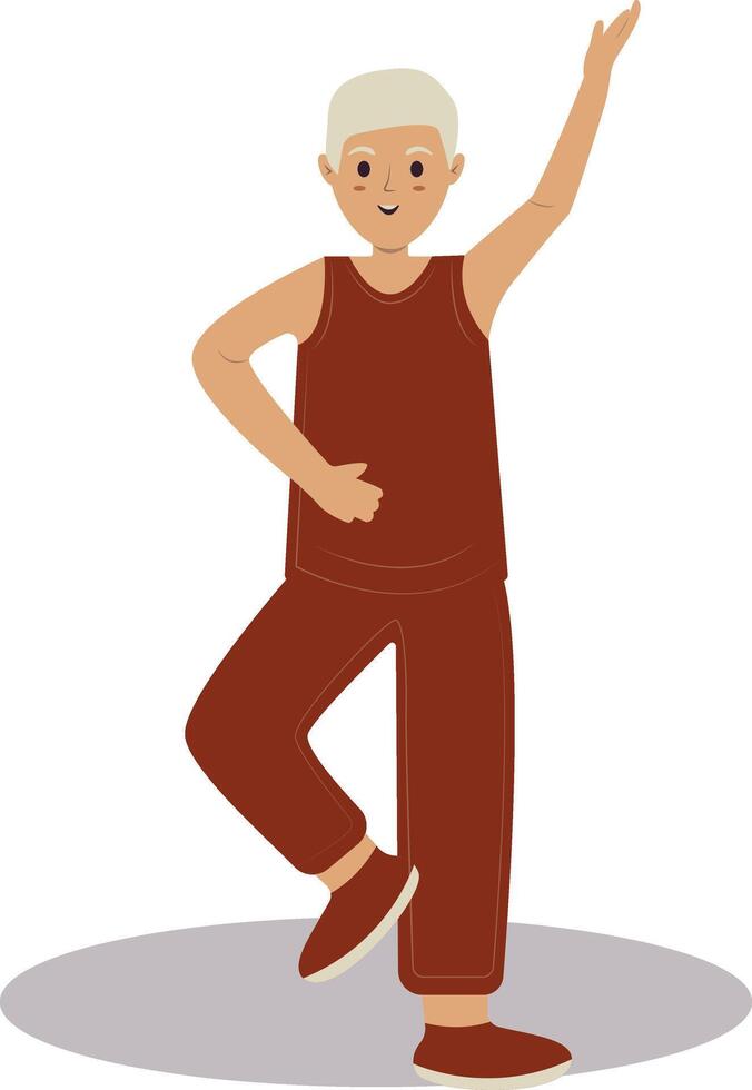 Illustration of Healthy Lifestyle Grandpa in Flat Cartoon Design vector