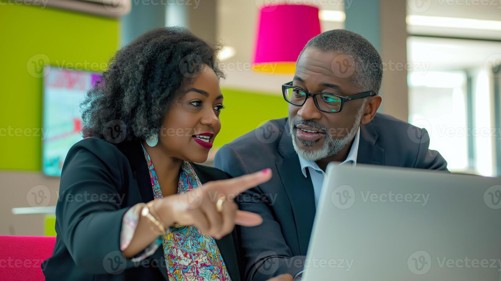 Professional Business Discussion, Colleagues Collaborating on Project, Teamwork in Office Settin photo