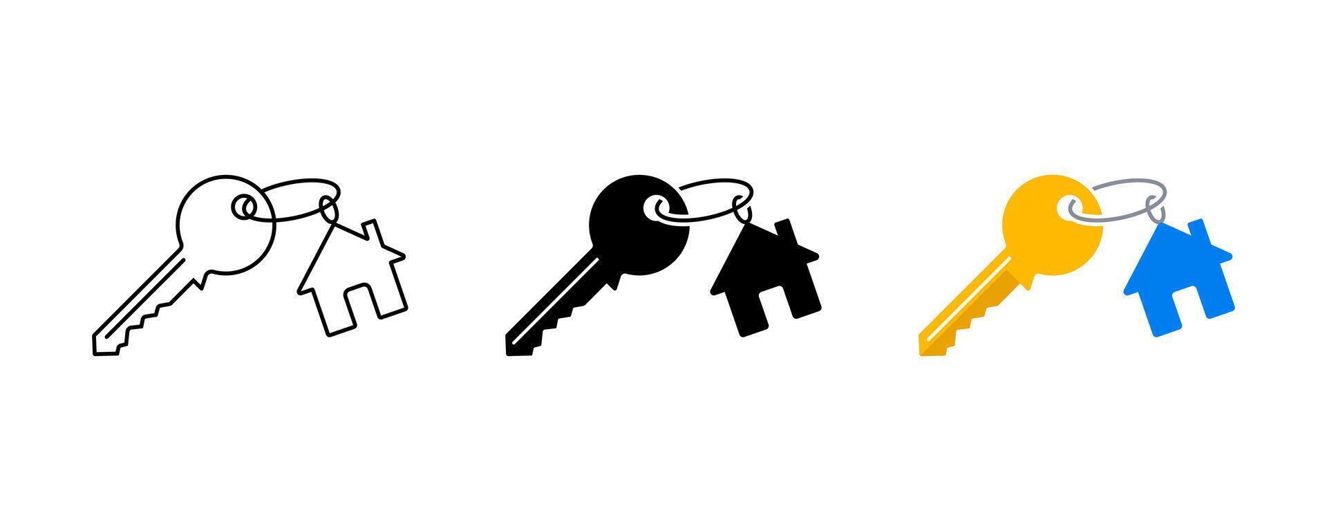 House with key icon. Rent symbol. Home key pictogram. Real estate symbol. Key house icon isolated on white background vector