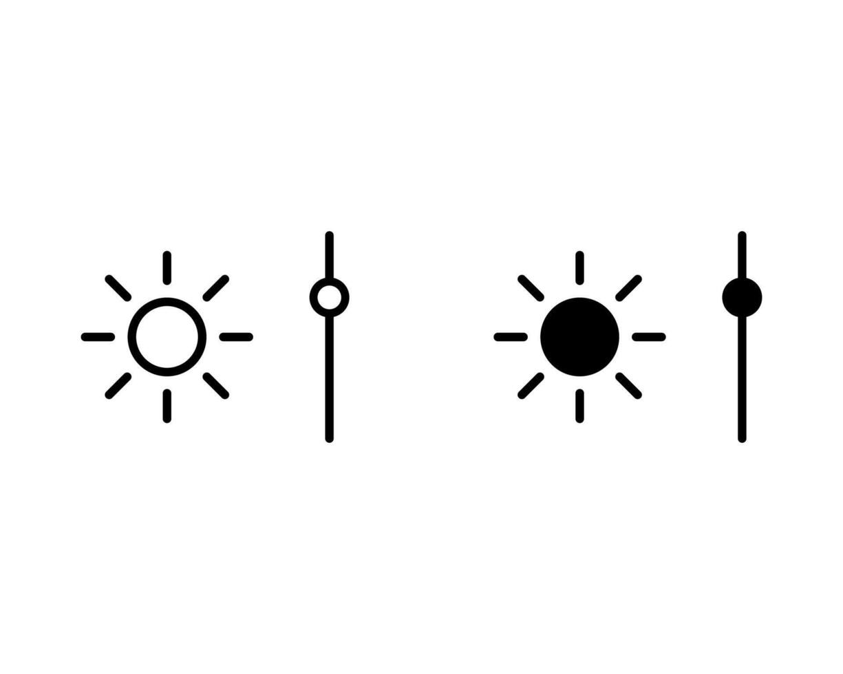 Brightness and contrast level adjustment icons. Screen brightness and contrast level settings icon. vector