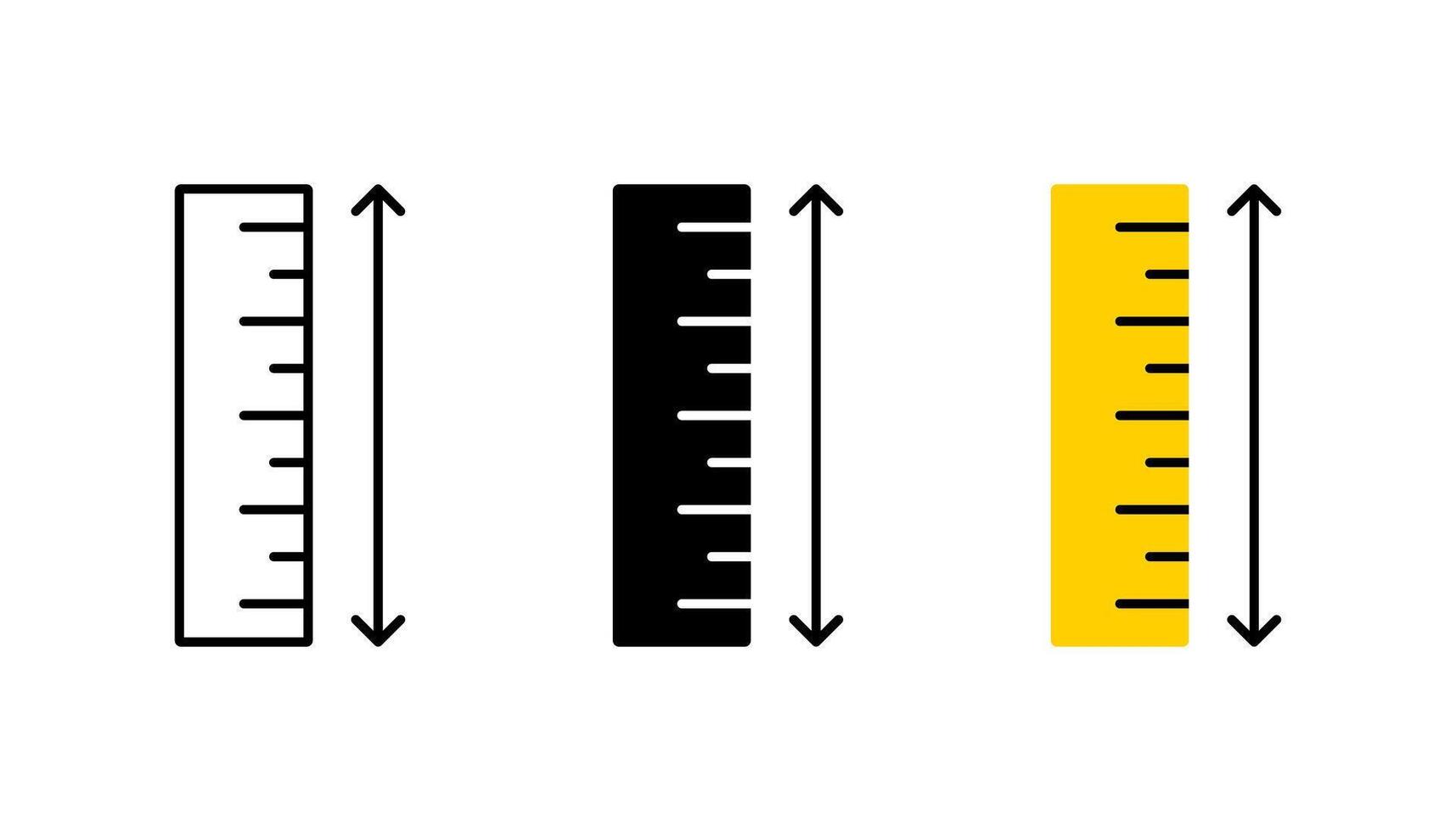 Ruler icon in outline and solid black. Measurement ruler icon. vector