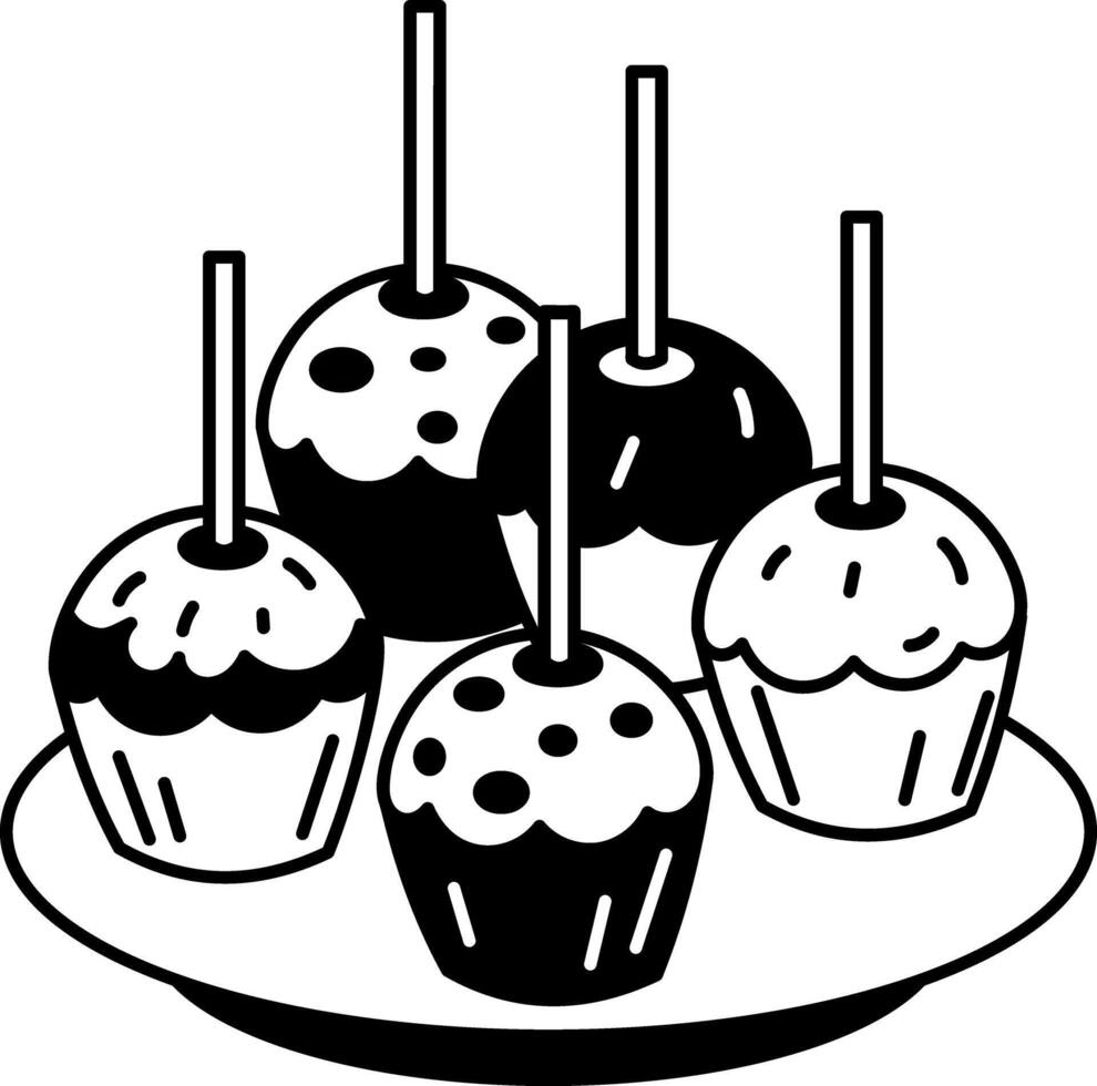 Cake truffles plate illustration in doodle style vector