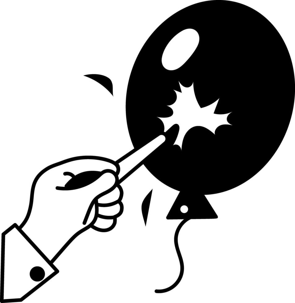 Doodle style illustration of popping balloon with a pin vector