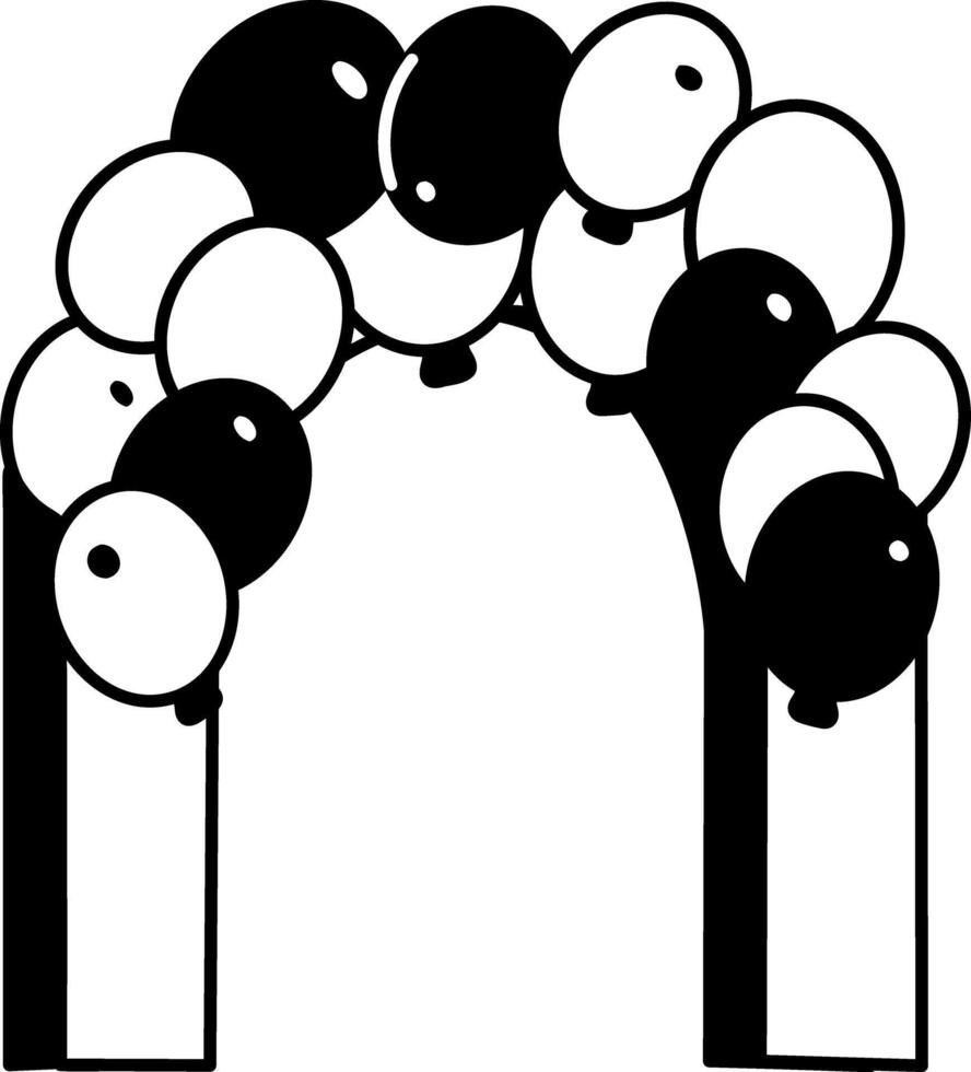 A birthday doodle illustration depicting balloon arch vector