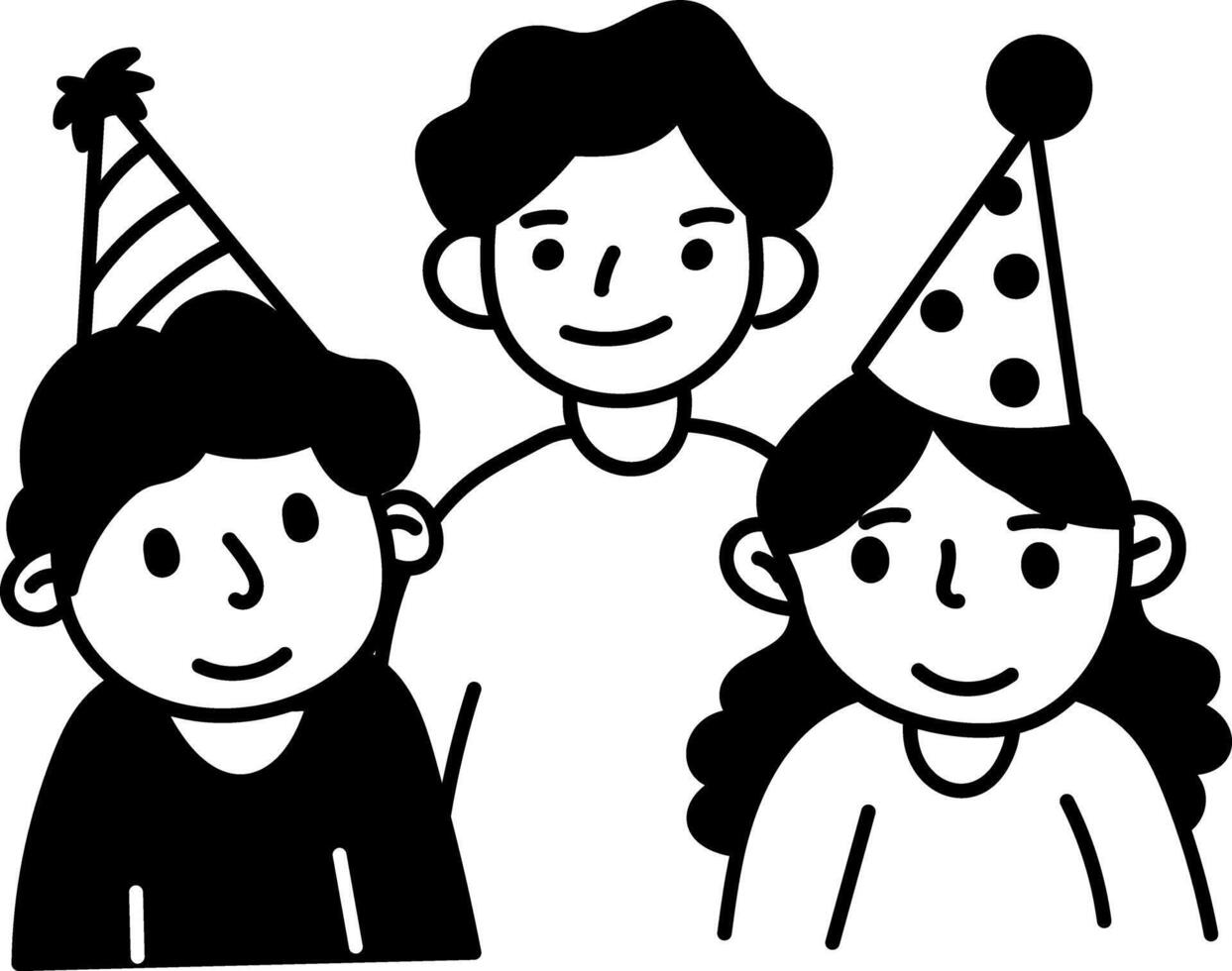 Hand drawn illustration depicting birthday gathering vector