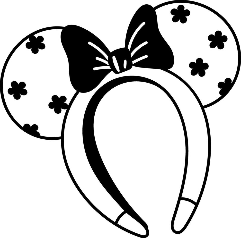 Doodle illustration of cute party headband with ears and bow vector