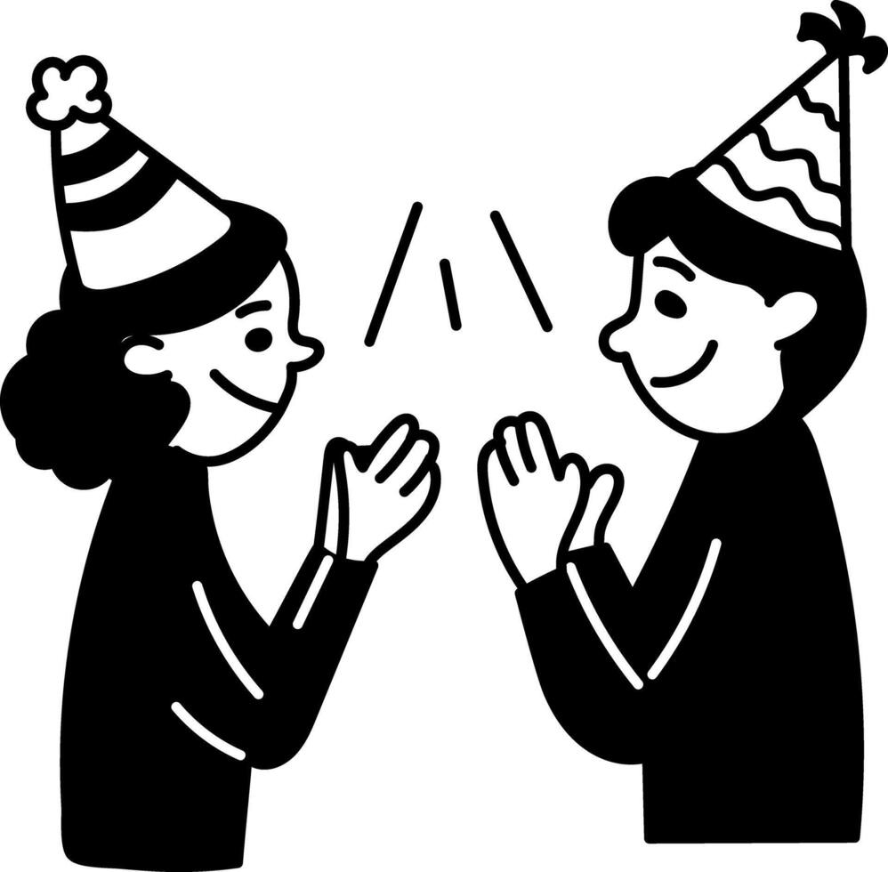 Doodle style illustration depicting clapping birthday characters vector