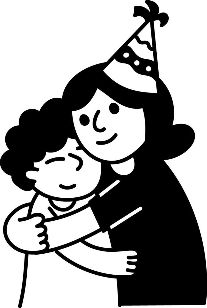 Cute doodle illustration showing birthday friend hug vector