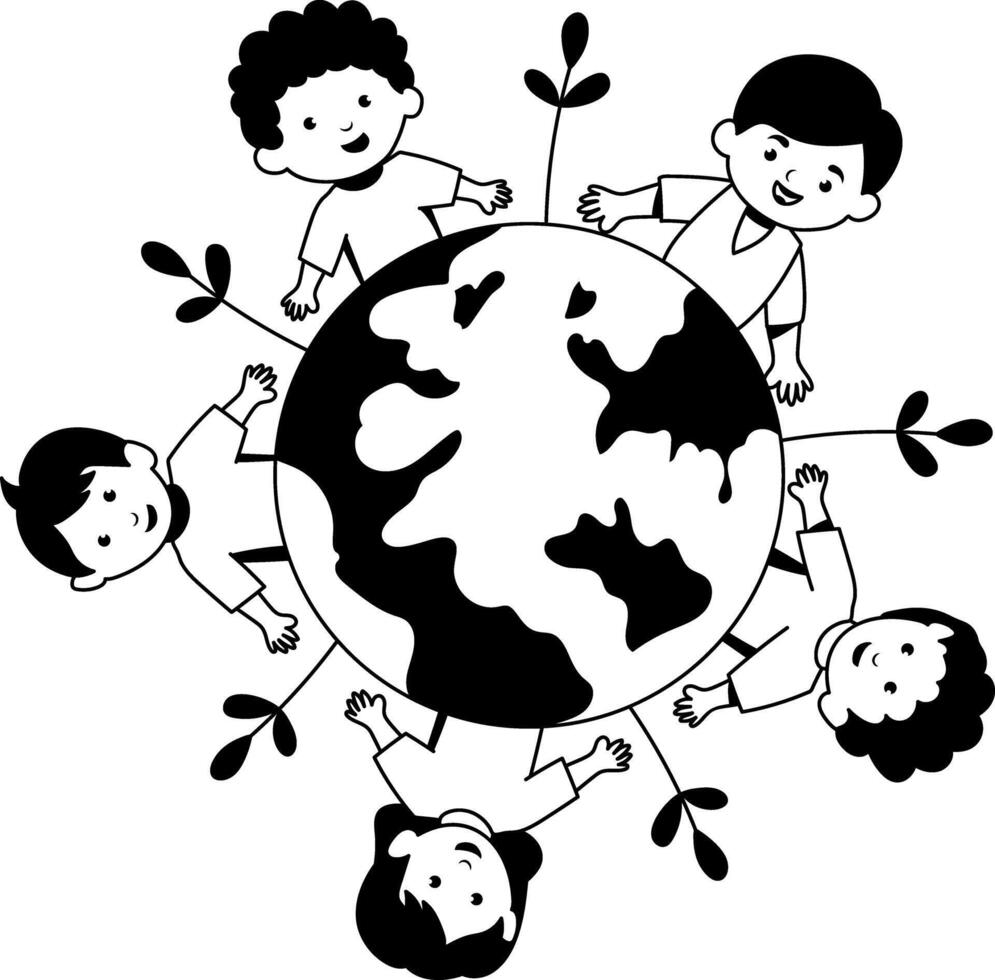 A glyph style illustration of childrens day vector