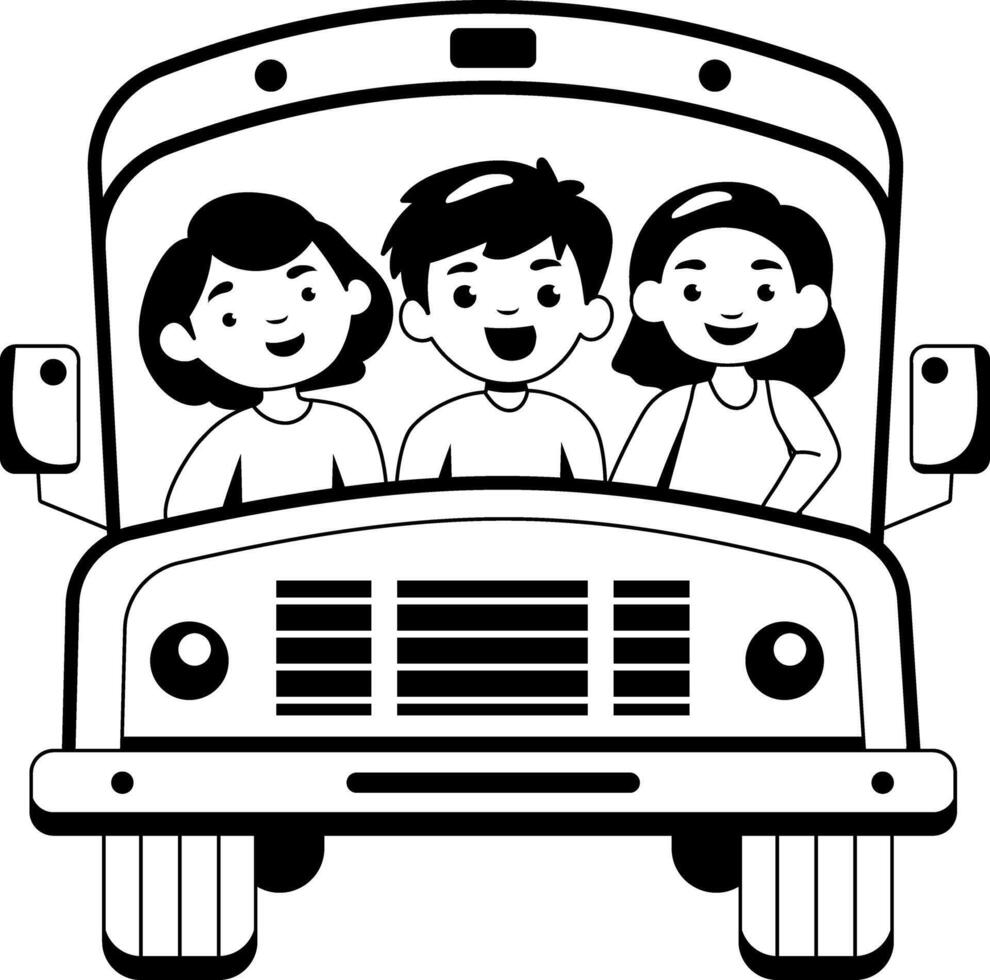 School bus illustration in glyph style vector