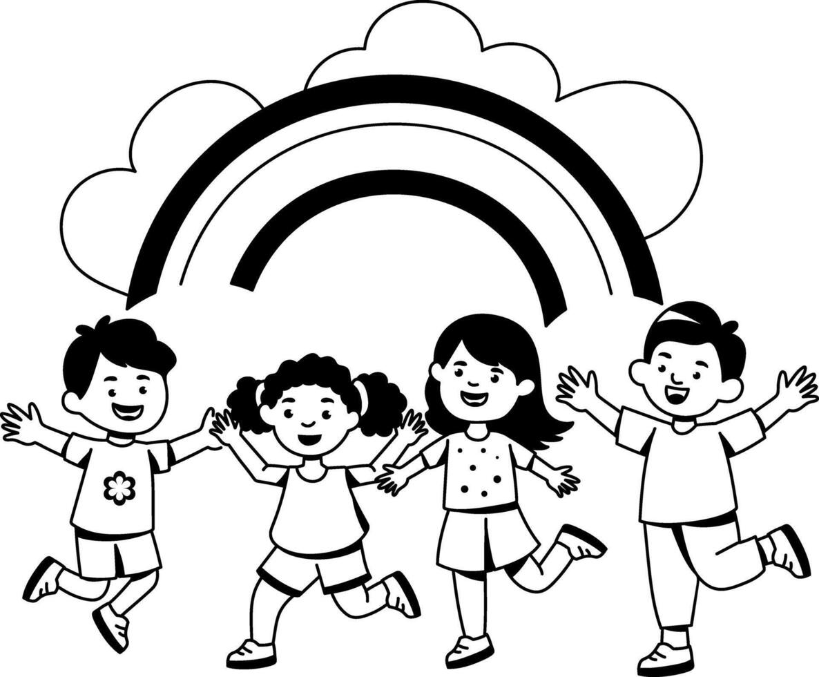 Children rainbow illustration in glyph style vector