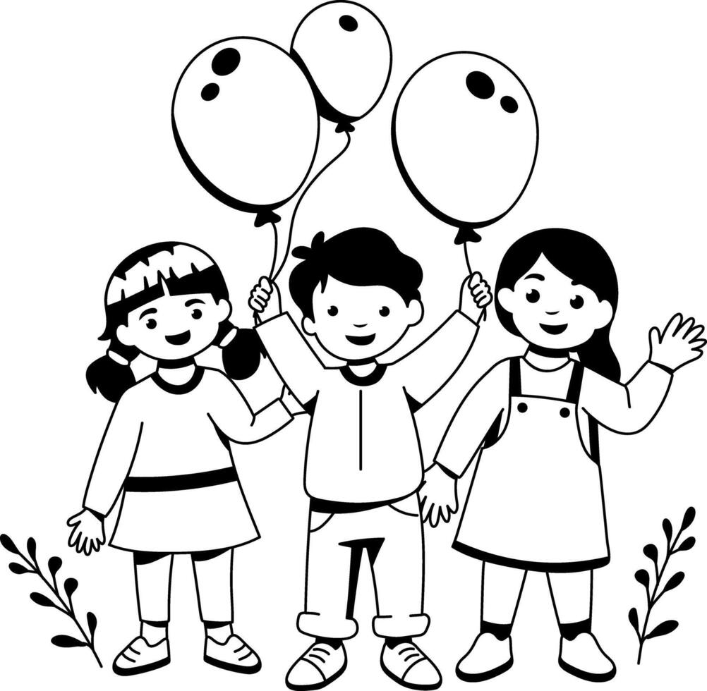 Kids balloons illustration in glyph style vector