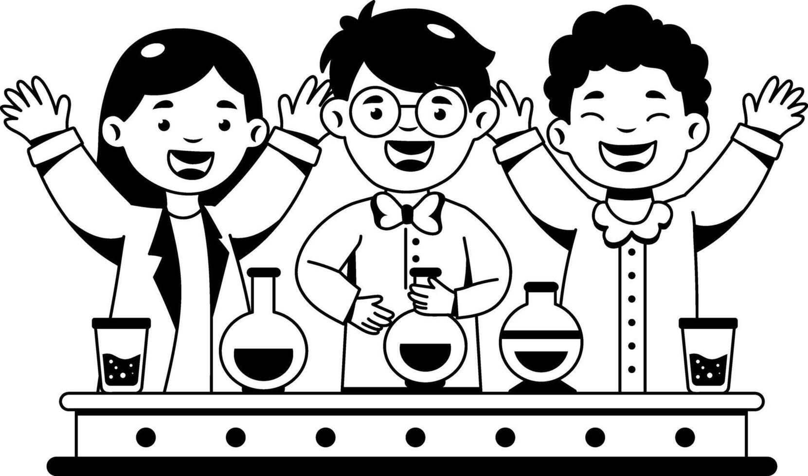 A glyph style illustration of kids lab vector