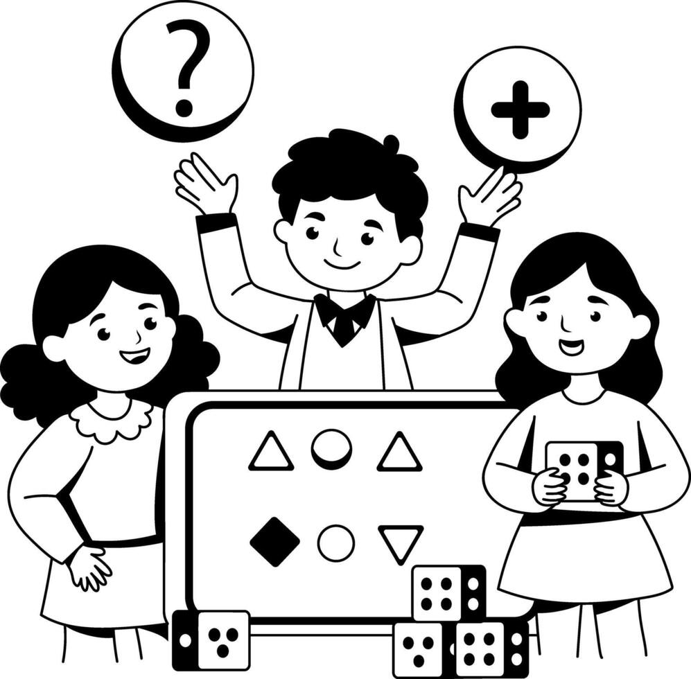 Kids playing illustration in glyph style vector