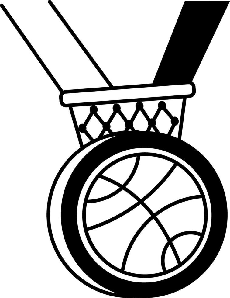 A hand drawn illustration of a basketball medal vector