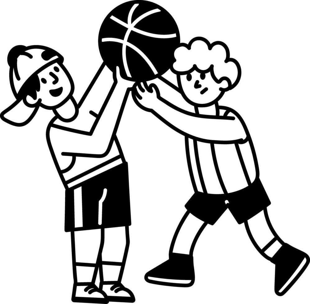 Doodle character illustration depicting basketball contest vector