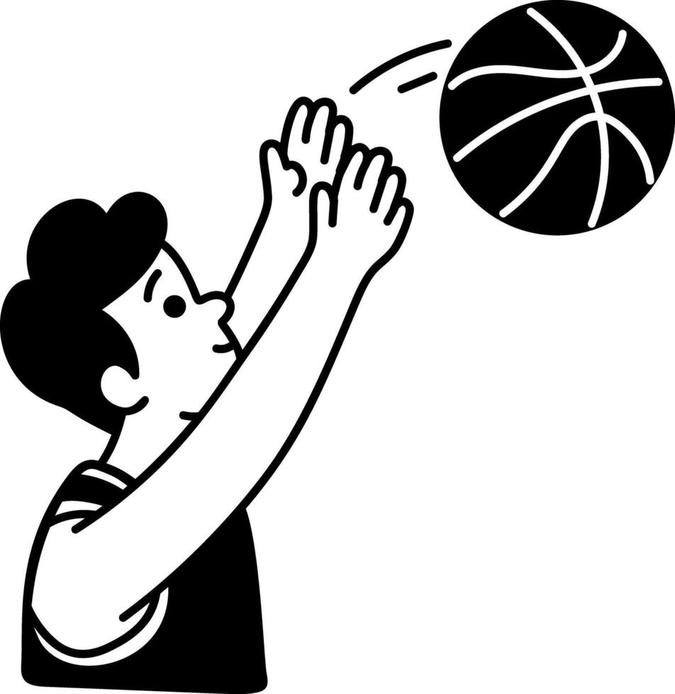 Doodle illustration of a basketball player catching ball vector
