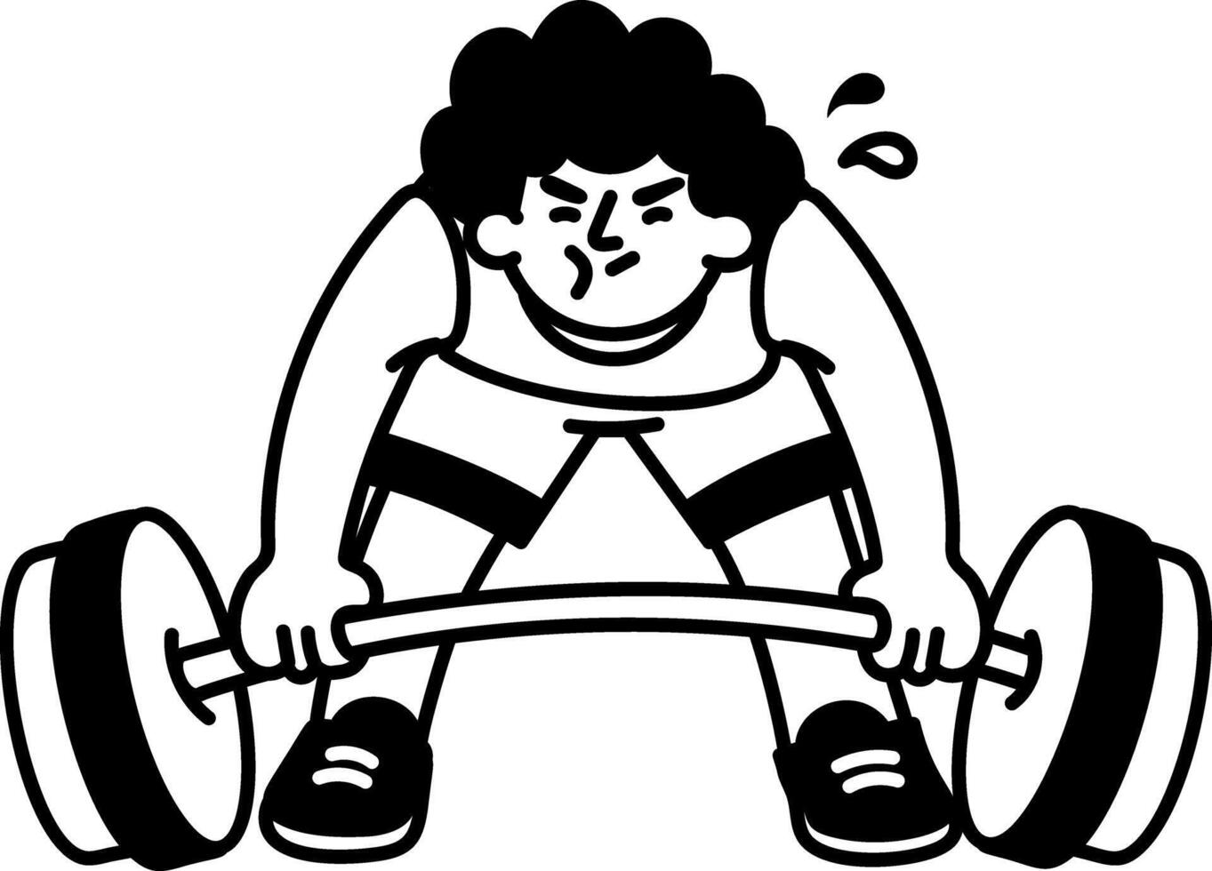 Doodle illustration of an athlete doing weightlifting exercise vector