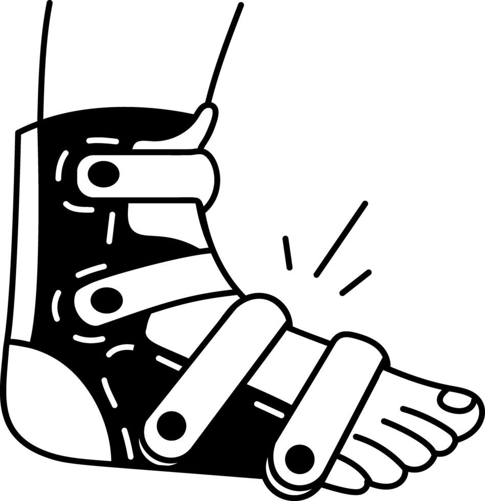 Doodle illustration of a foot with ankle brace vector