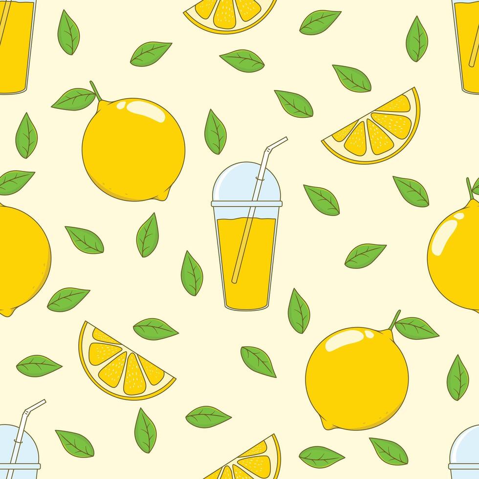 seamless lemon pattern, fruit background in flat style, illustration background, Perfect for clothing, textile, fabric, background, wallpaper vector