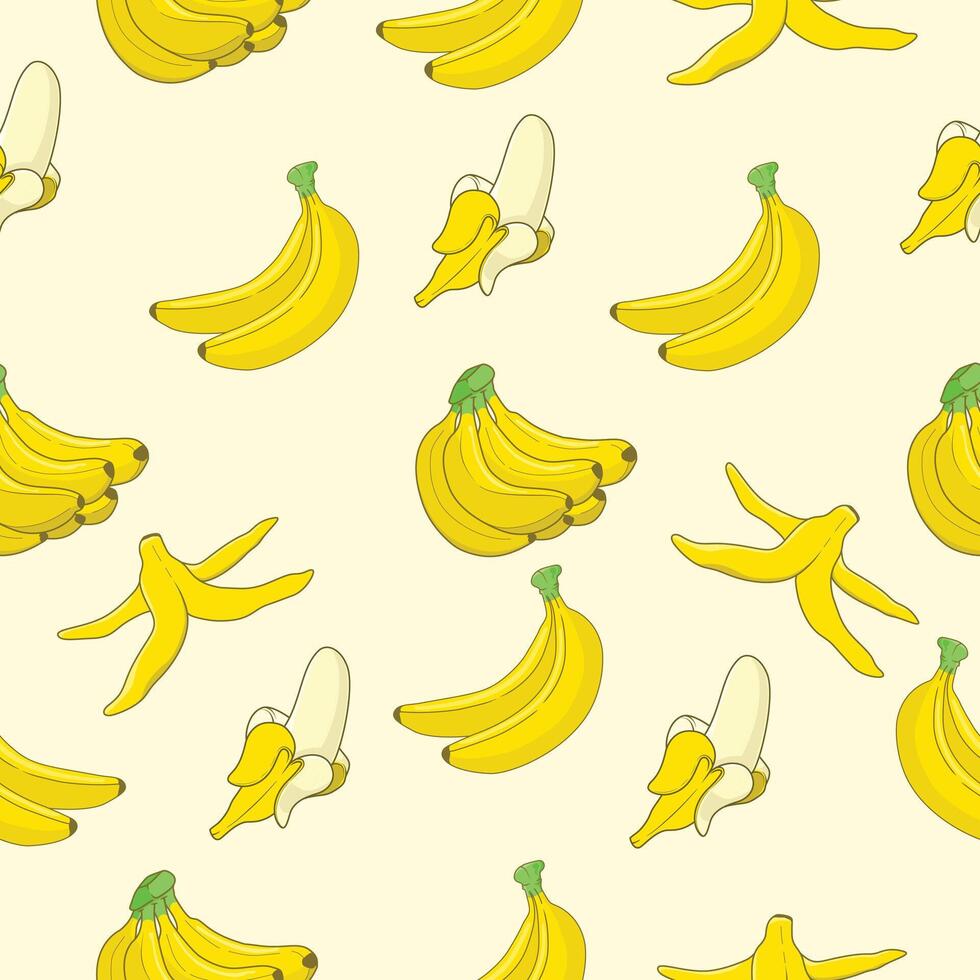 seamless banana pattern, fruit background in flat style, illustration background, Perfect for clothing, textile, fabric, background, wallpaper vector