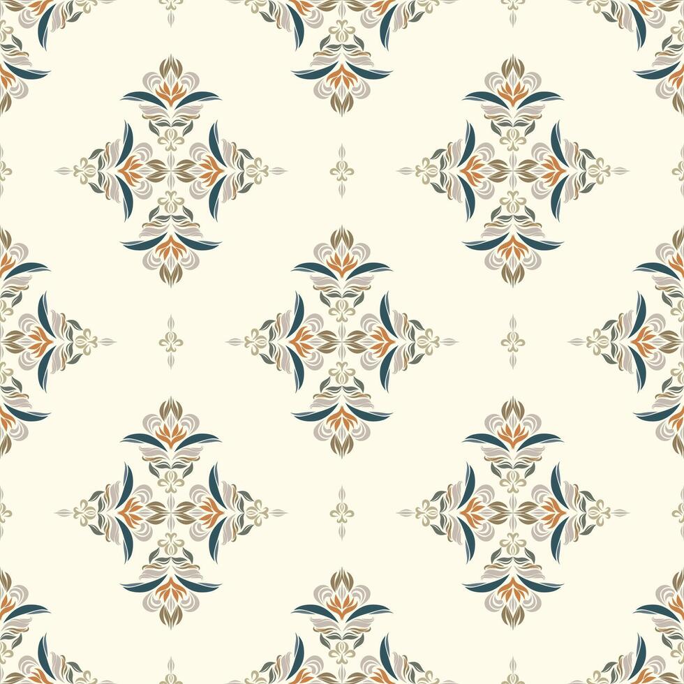 Jacquard patterned fabric print, Damask, Patterned textile, motifs on white background vector