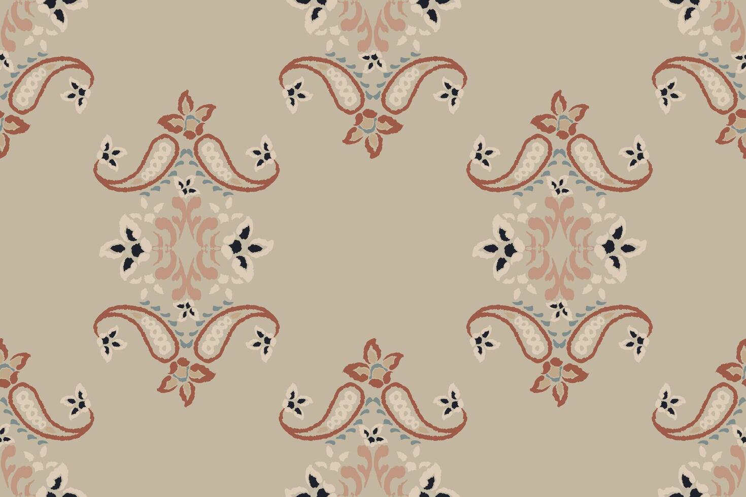 Jacquard patterned fabric print, Damask, Patterned textile, motifs on beige background vector