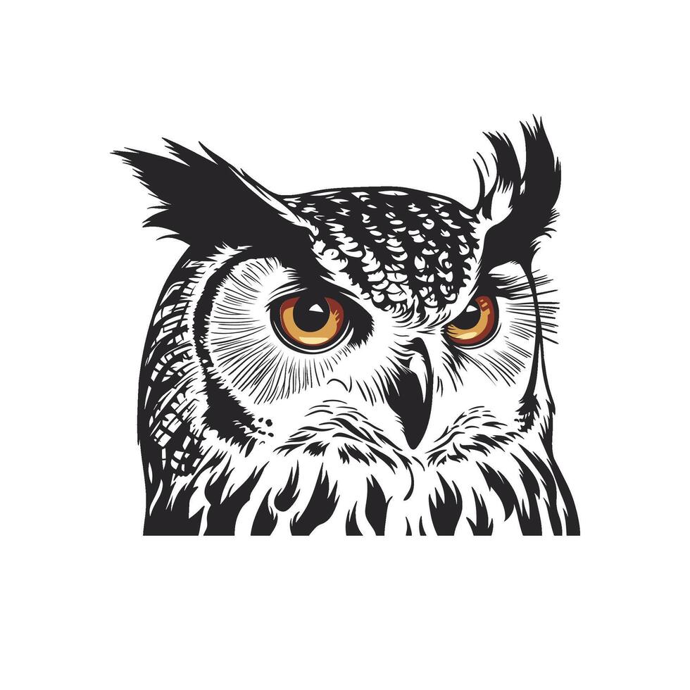 An owl's head, emphasizing themes of wisdom, mystery, and the beauty of nature vector