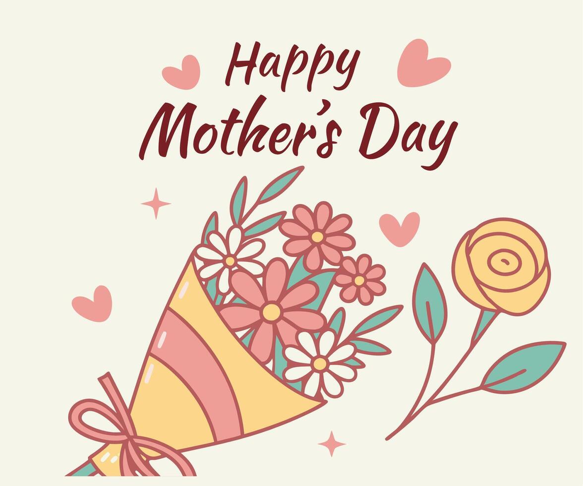 Mother's day greeting cards with flower vector