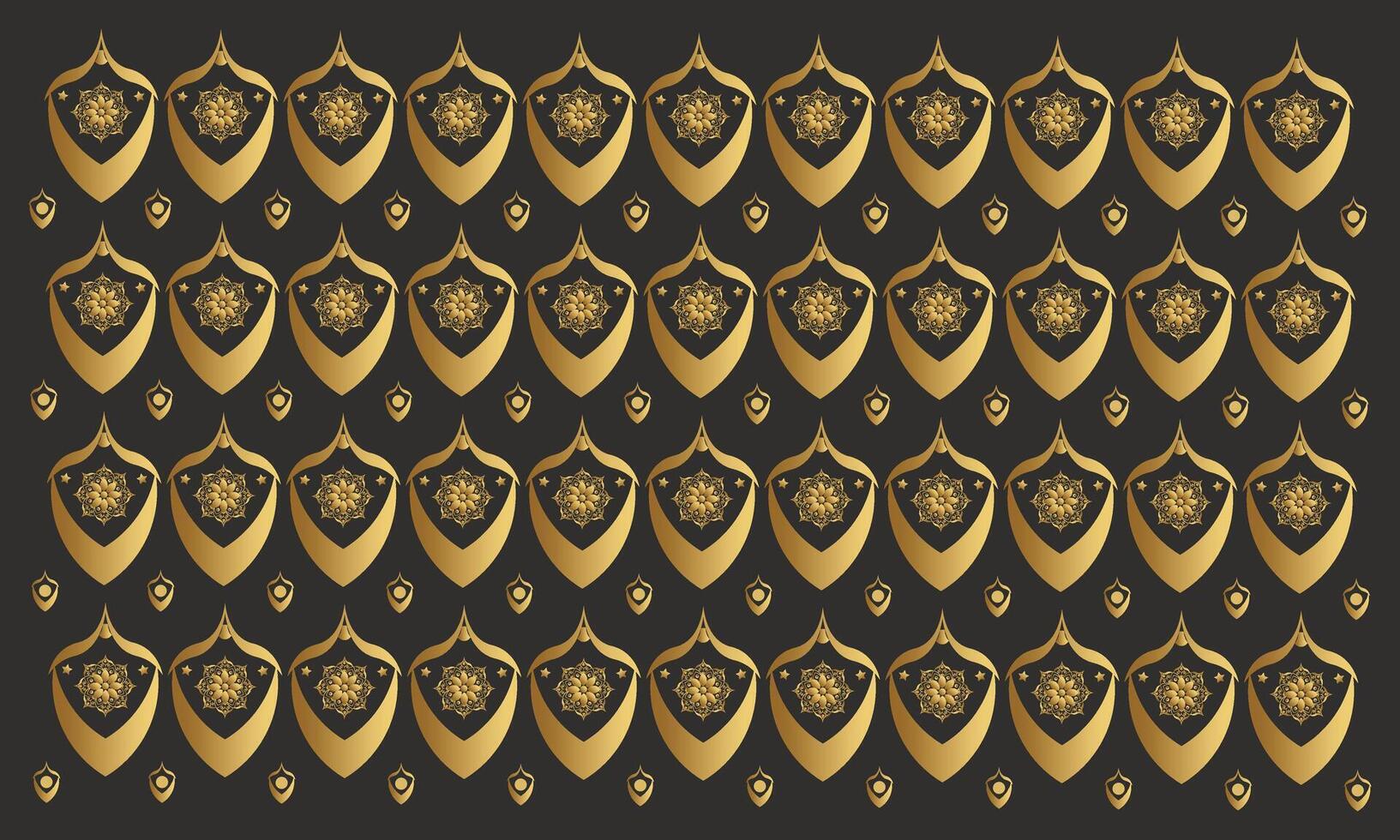 Luxury Gold Ornate Pattern Design Islamic Gray Colors Background vector