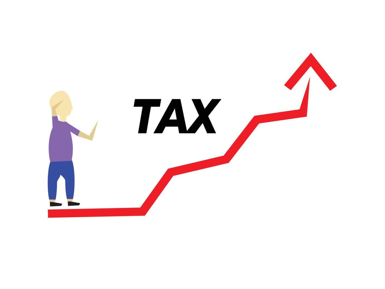 Illustration Very high tax increase with an upward curve, tax finances increase vector