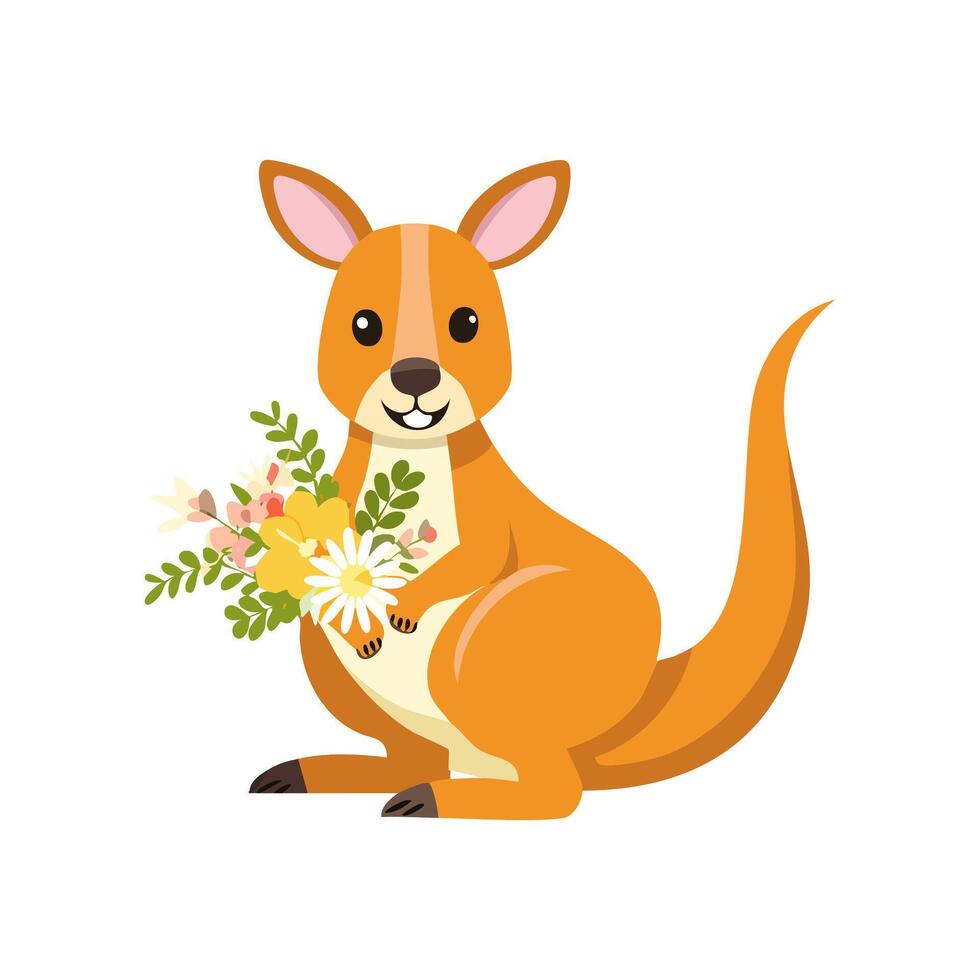 Kangaroo with Flower Arrangement vector