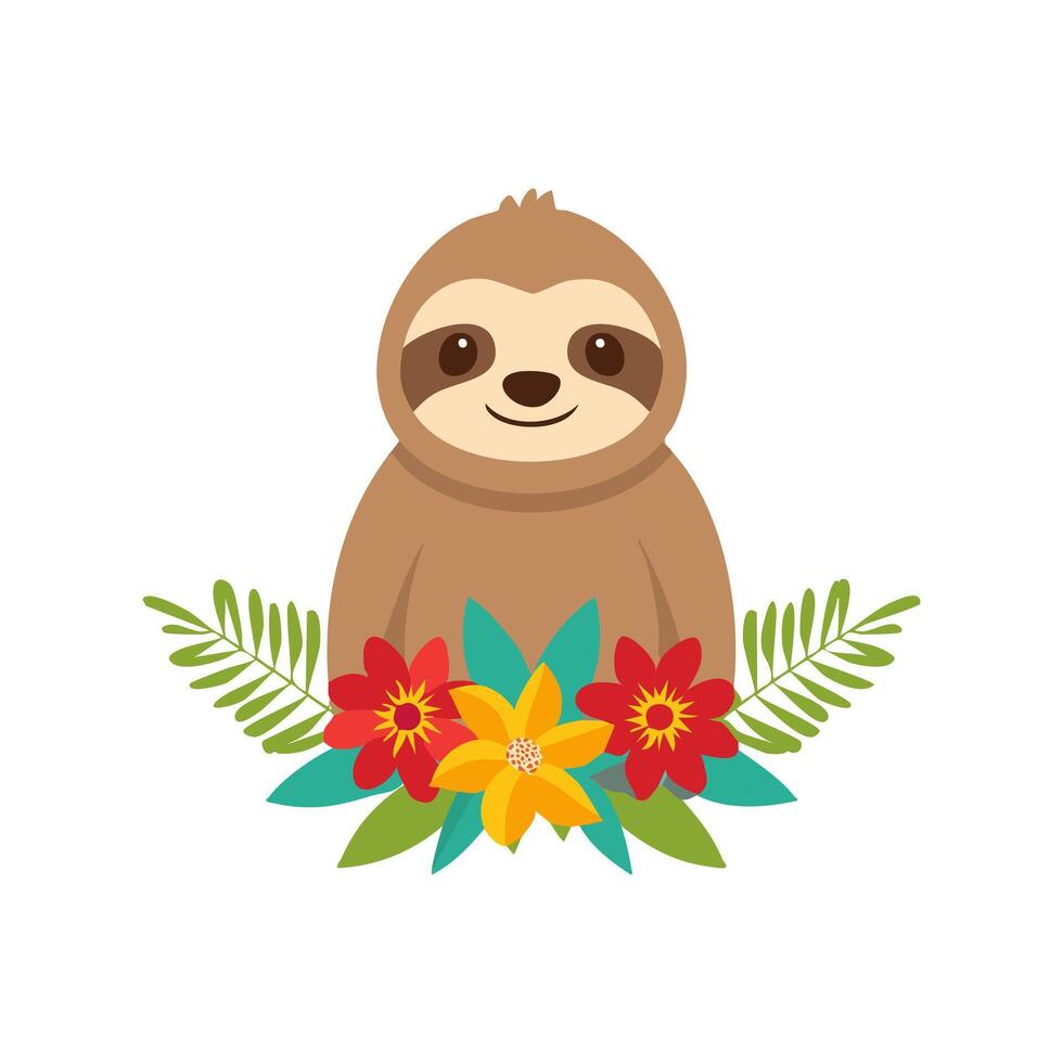Sloth with Flower Arrangement vector