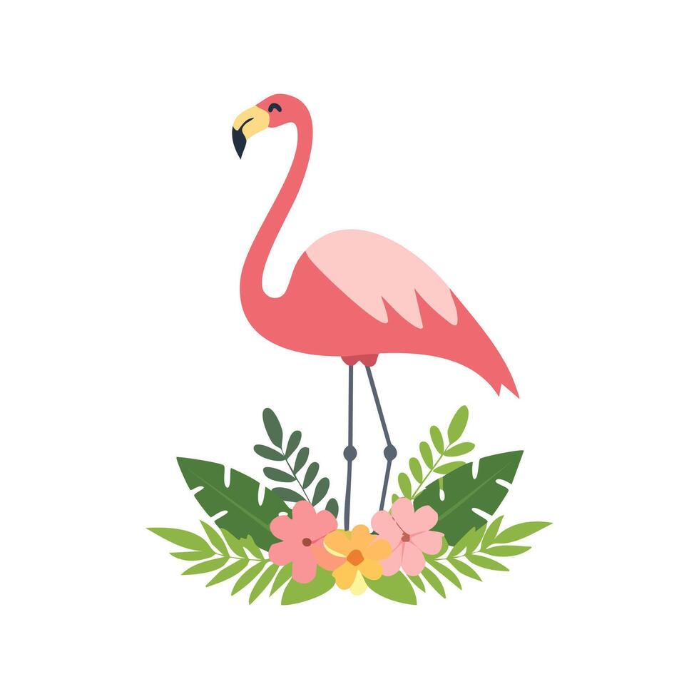 Flamingo with Flower Arrangement vector