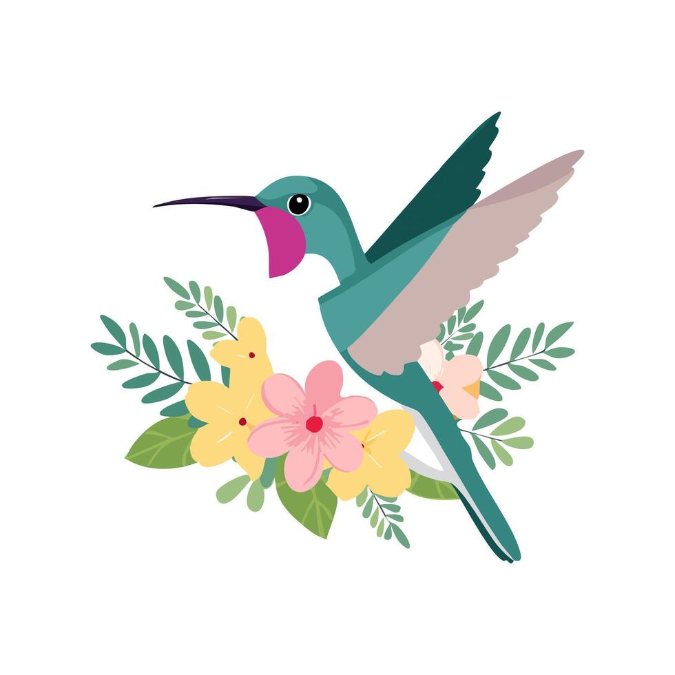 Hummingbird with Flower Arrangement vector