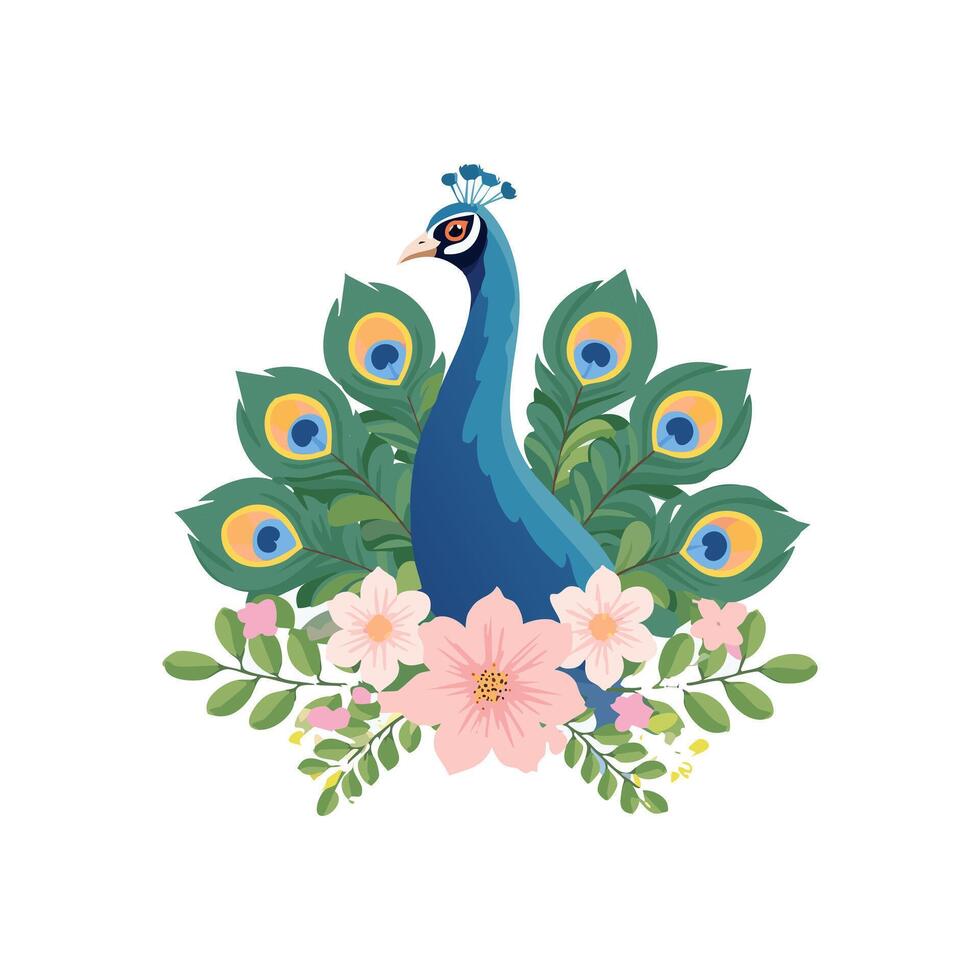 Peacock with Flower Arrangement vector