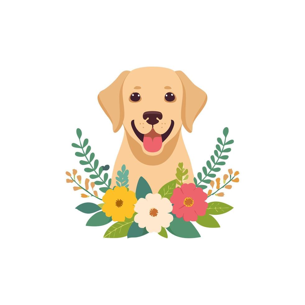 Labrador Retriever with Flower Arrangement vector