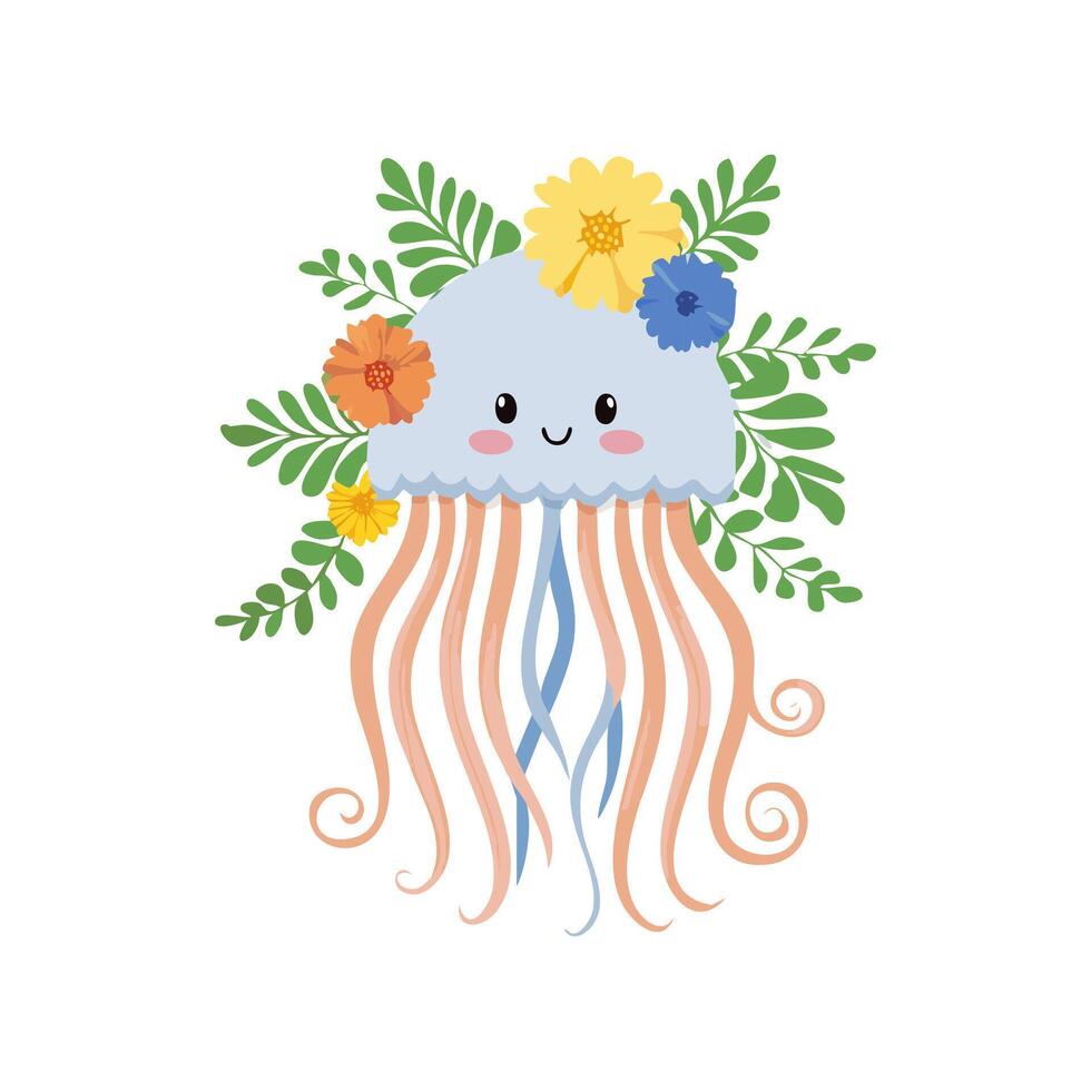 Jellyfish with Flower Arrangement vector