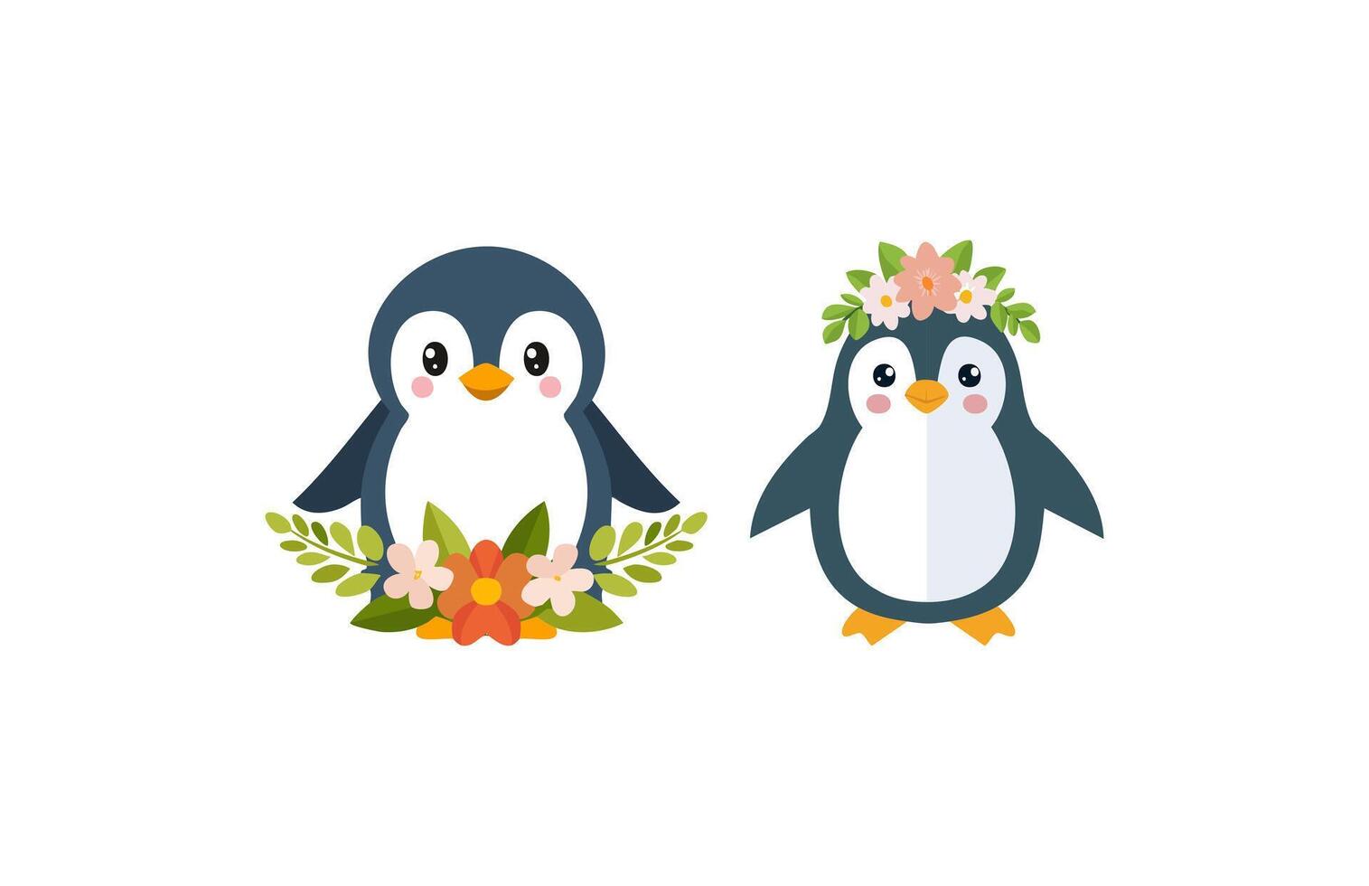 Penguin with Flower Arrangement vector
