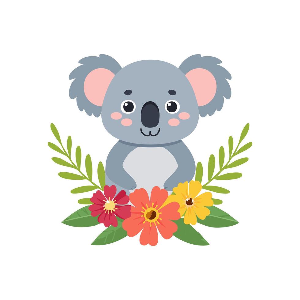Koala with Flower Arrangement vector