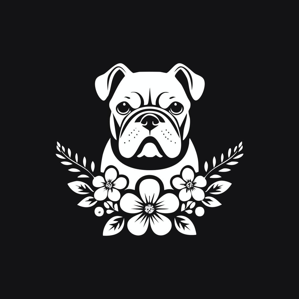 Bulldog with Flower Arrangement vector