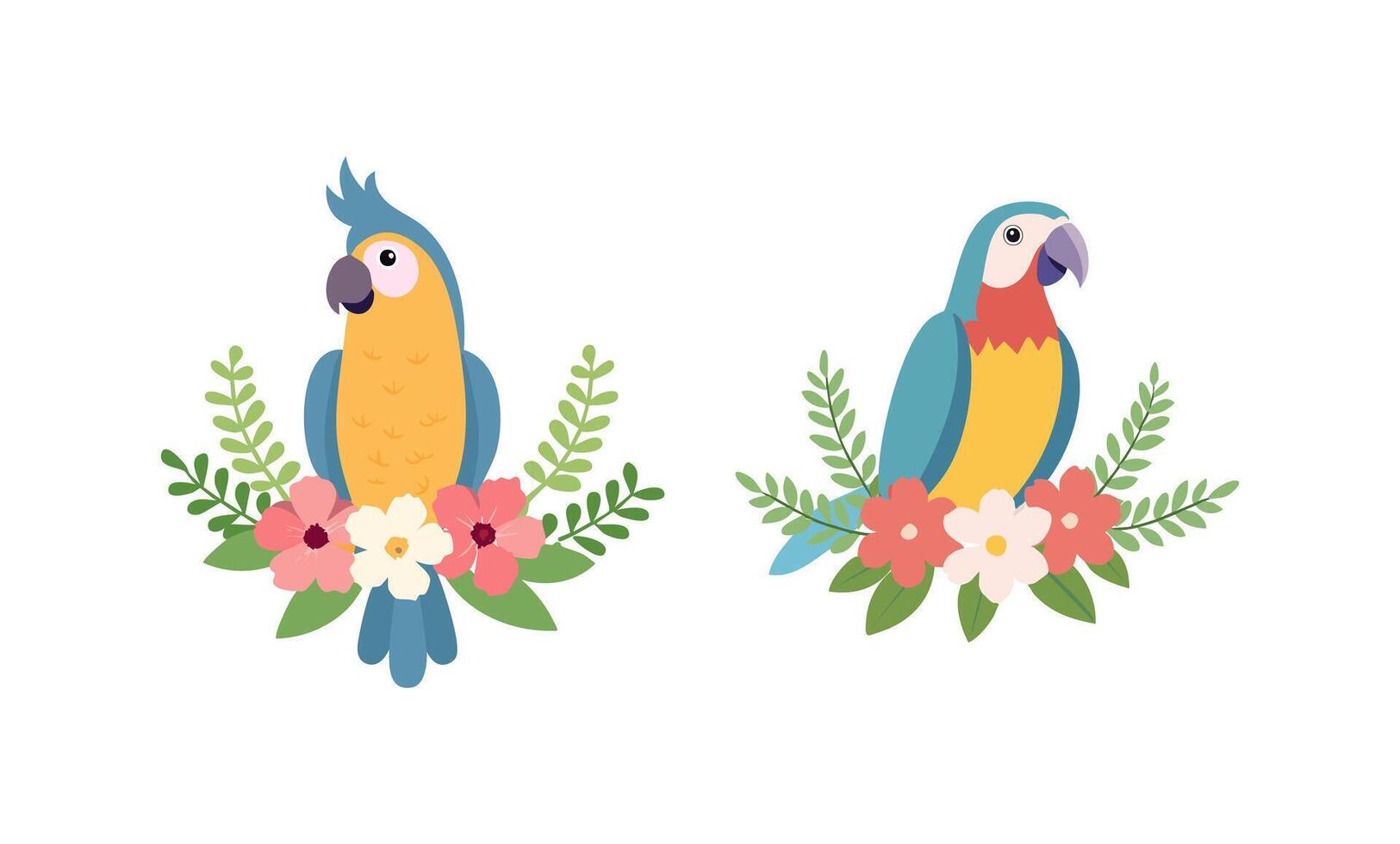 Parrot with Flower Arrangement vector