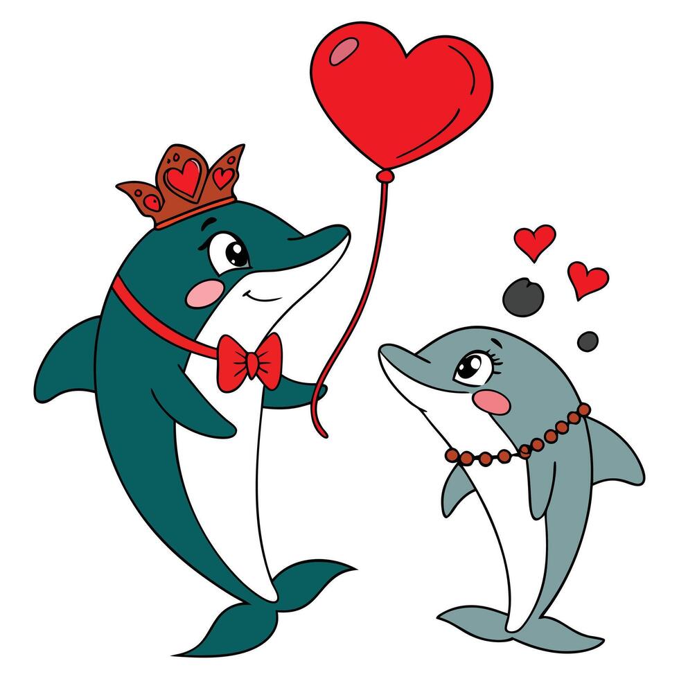 Couple Dolphin Illustration vector