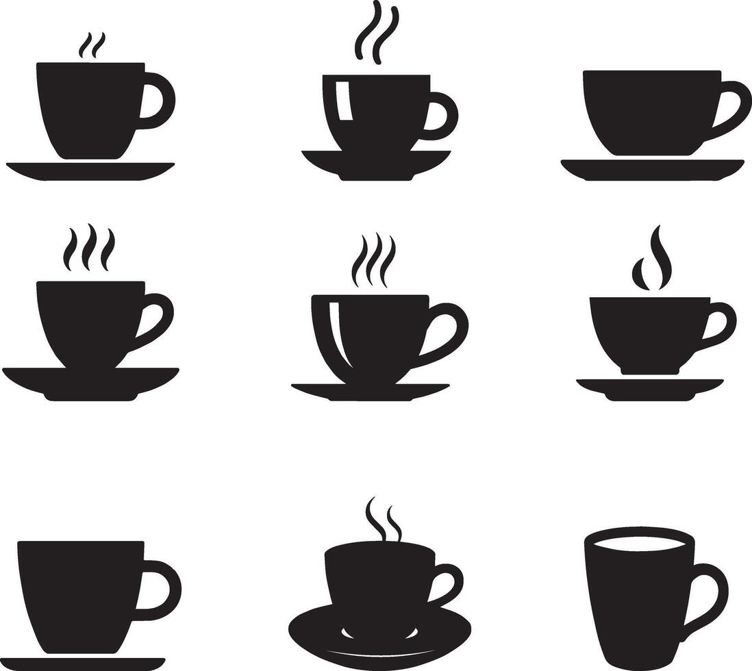 Creative Flat Coffee Cup Silhouette on white background vector