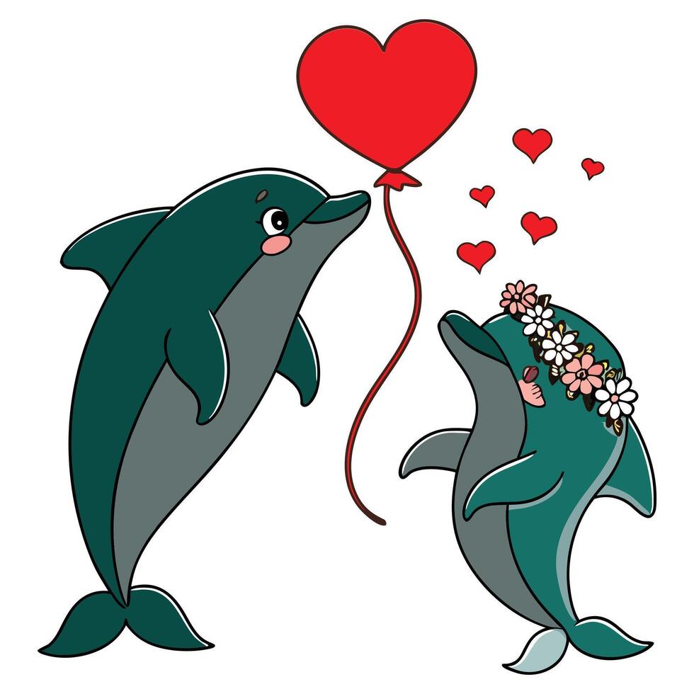 Dolphin Valentine's Day vector