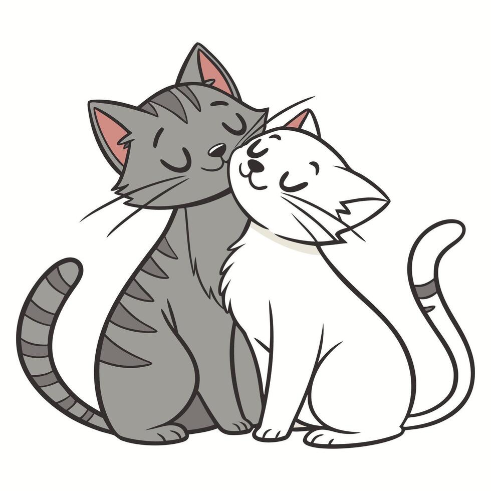 Cat Animals Couple Love vector